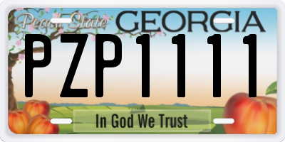 GA license plate PZP1111
