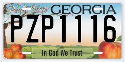 GA license plate PZP1116