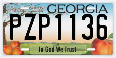 GA license plate PZP1136