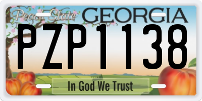 GA license plate PZP1138