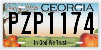 GA license plate PZP1174