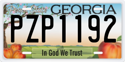 GA license plate PZP1192