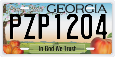 GA license plate PZP1204