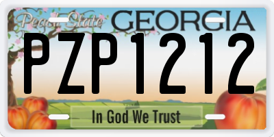 GA license plate PZP1212