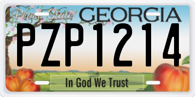 GA license plate PZP1214