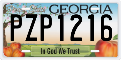 GA license plate PZP1216