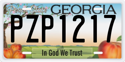 GA license plate PZP1217