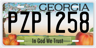 GA license plate PZP1258