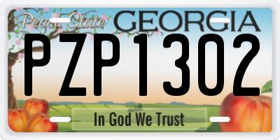 GA license plate PZP1302