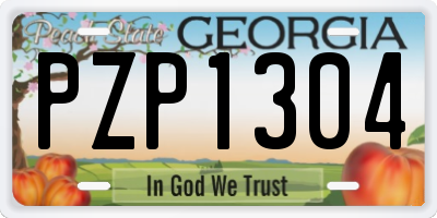 GA license plate PZP1304