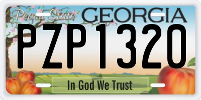 GA license plate PZP1320