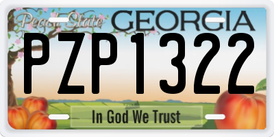 GA license plate PZP1322
