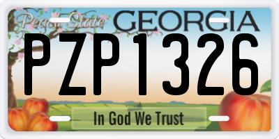 GA license plate PZP1326