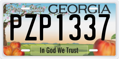GA license plate PZP1337