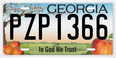 GA license plate PZP1366