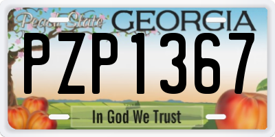GA license plate PZP1367