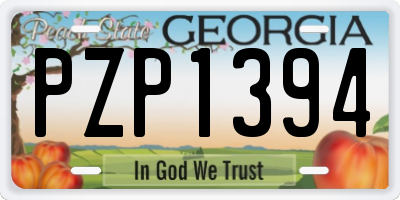GA license plate PZP1394