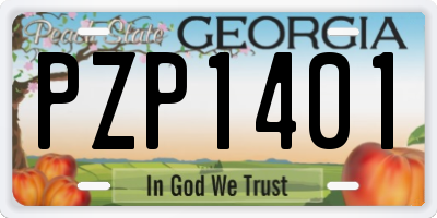 GA license plate PZP1401