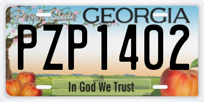 GA license plate PZP1402