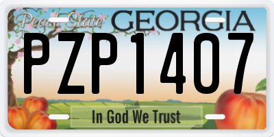 GA license plate PZP1407