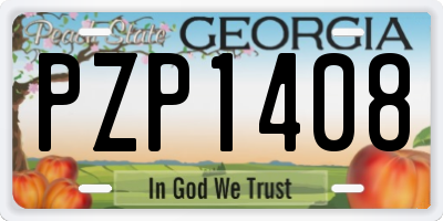 GA license plate PZP1408
