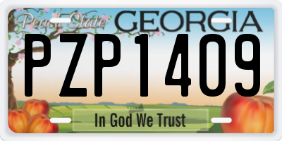 GA license plate PZP1409