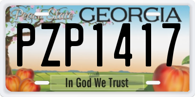 GA license plate PZP1417