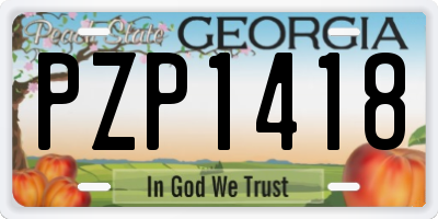 GA license plate PZP1418