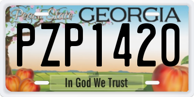 GA license plate PZP1420