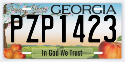 GA license plate PZP1423