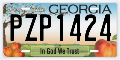 GA license plate PZP1424