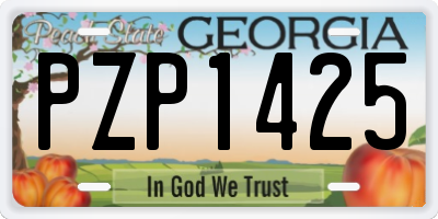GA license plate PZP1425