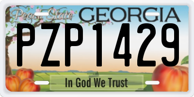 GA license plate PZP1429