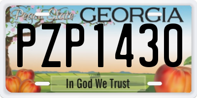 GA license plate PZP1430