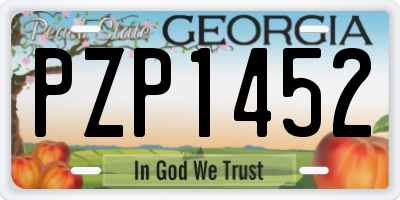 GA license plate PZP1452
