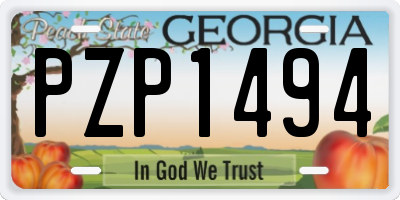 GA license plate PZP1494
