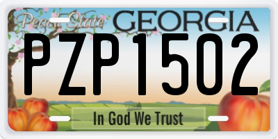 GA license plate PZP1502