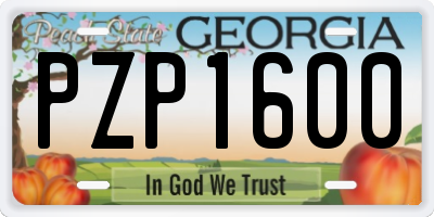 GA license plate PZP1600