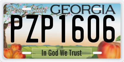 GA license plate PZP1606
