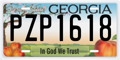 GA license plate PZP1618