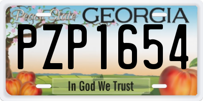 GA license plate PZP1654