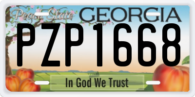 GA license plate PZP1668