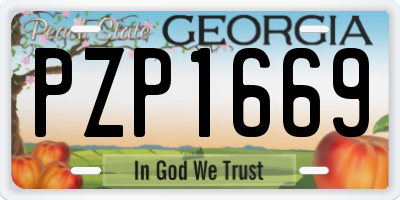 GA license plate PZP1669