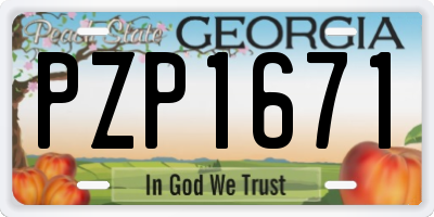 GA license plate PZP1671