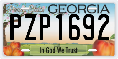 GA license plate PZP1692