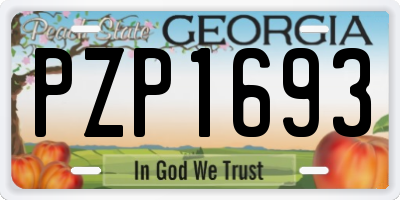 GA license plate PZP1693