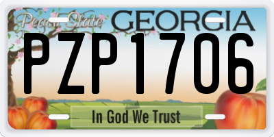 GA license plate PZP1706