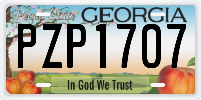 GA license plate PZP1707