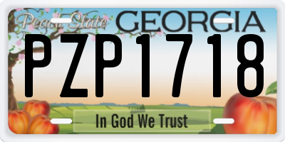 GA license plate PZP1718
