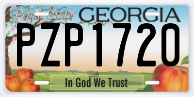 GA license plate PZP1720